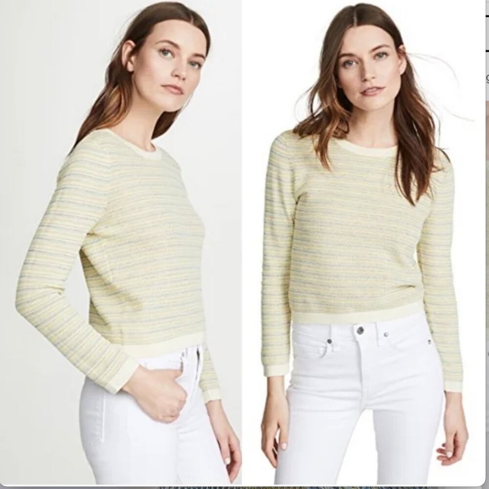 Veronica Beard Striped Yellow/Blue Long Sleeve Boise Sweater Size XS
